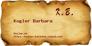 Kogler Barbara névjegykártya